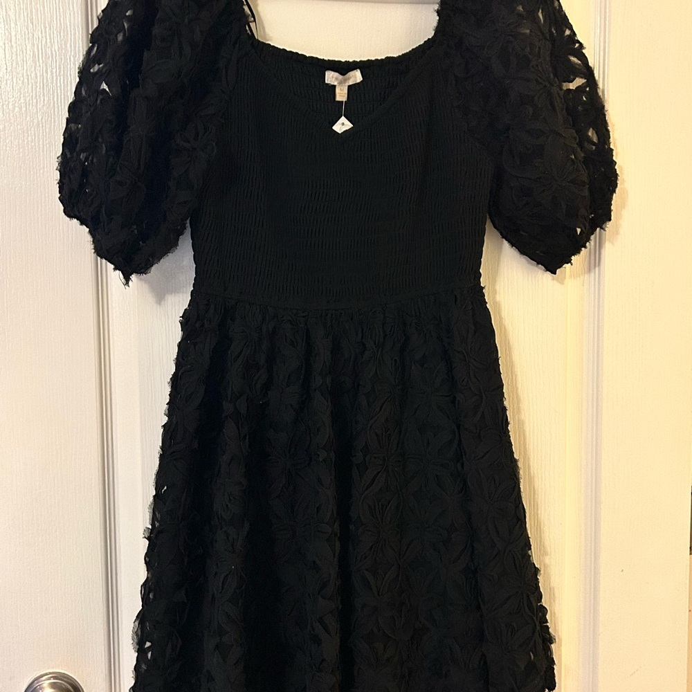 NWT Flying Tomato Black Floral Lace Dress